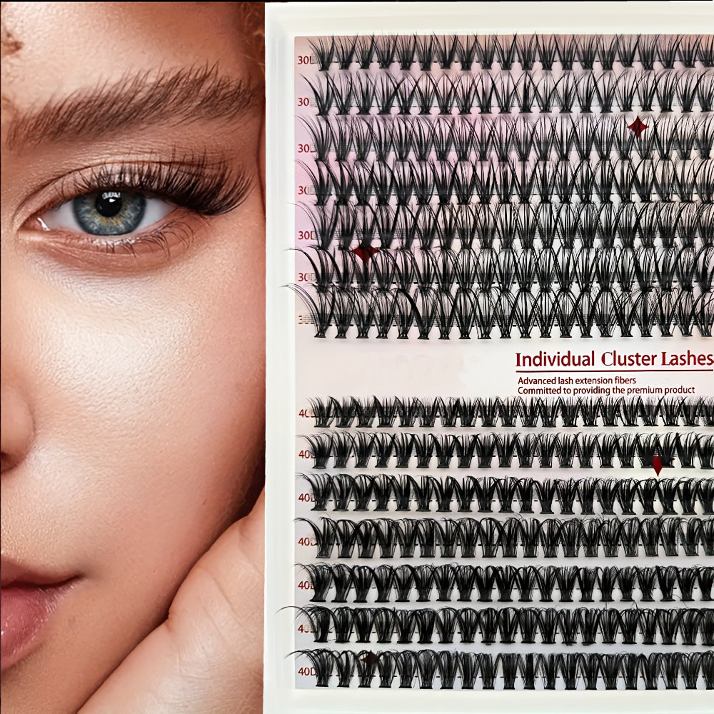 280 Pcs Cluster Lashes DIY Individual Lashes D Curling Fluffy False Eyelashes