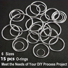 15pcs Metal O ring Keychain Bag Hanging Key Ring