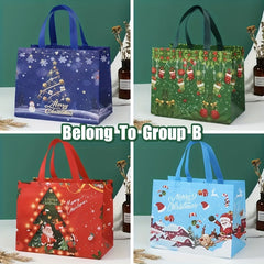 8pcs Christmas Tote Bags Reusable Reinforced Handle Grocery Bags