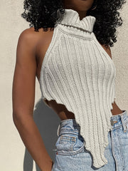 Sexy Sleeveless Knit Halter Top Women's Clothing