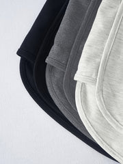 3 Pack Plus Size Casual Shorts Women's Plus Solid Elastic Slight Stretch 3 Pcs