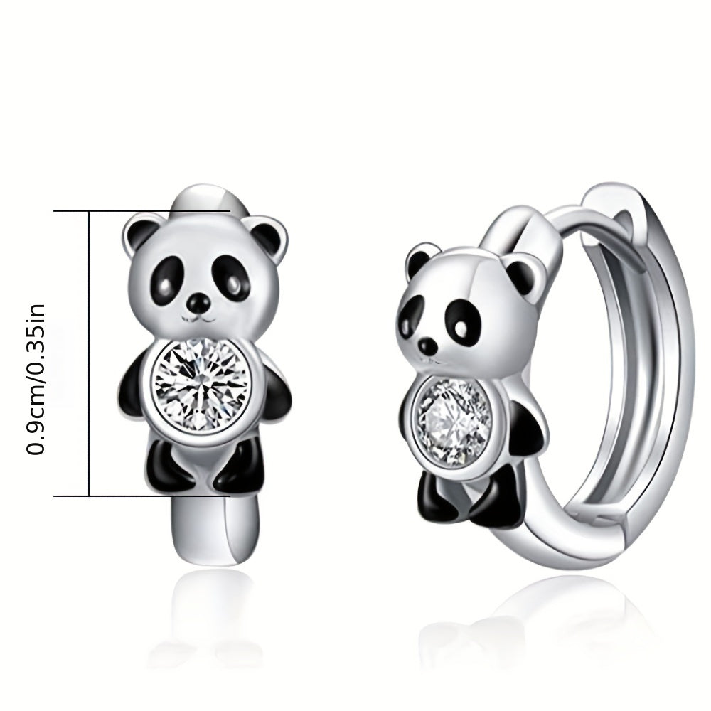 Panda Zircon Inlaid Hoop Earrings - Delicate Gift For Women