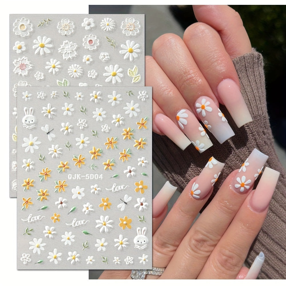 5D Pink Heart Nail Art Stickers Adhesive Acrylic DIY Nail Decoration