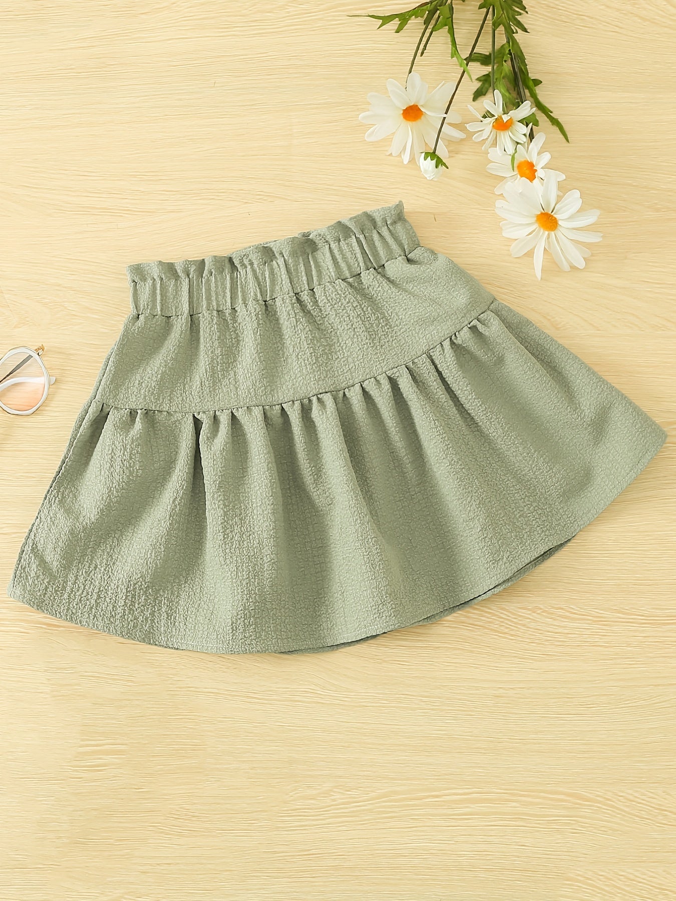 Girls Green Ruffled Elastic Waist Princess Skirt