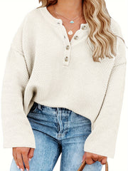  Casual Sweater Women's Plus Solid Long Sleeve Round Neck Jumper
