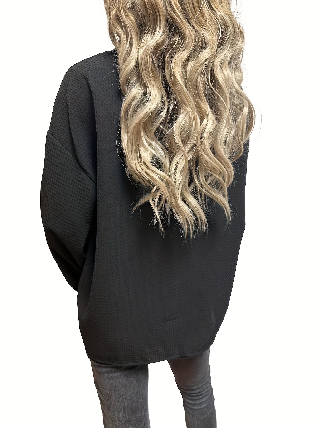 Waffle Solid Jacket Button Front Outerwear Women's Clothing