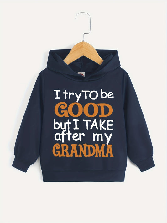 BOYS HOODED SWEATSHIRT WITH LETTER PRINT