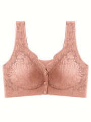 Lace Wireless Bra Front Buckle Comfy & Breathable Women's Lingerie