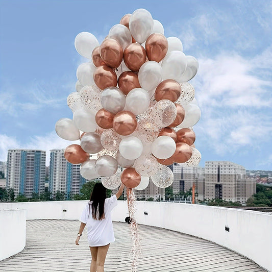20pcs Silvery Rose Golden Confetti Balloon Set for Celebrations
