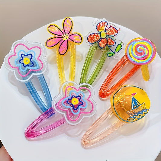 Baby Girls Cartoon Flowers Lollipop Hair Clips Headwear Hair Accessories