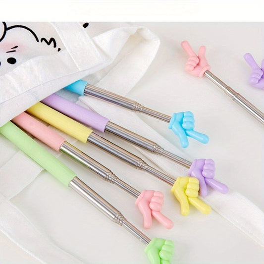 1pc Retractable Finger Reading Rods Stainless Steel Yellow Pink Green Purple