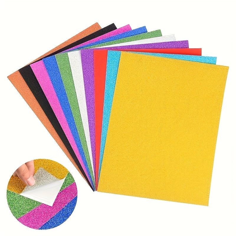 10 Sheets Glitter Cardstock A4 Craft Paper Bulk, 10 Colors