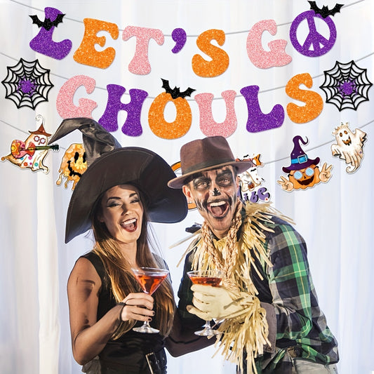 Hippie Theme Ghost Halloween Party Banner