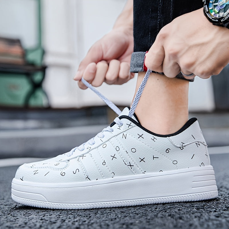 Men's Custom Number & Alphabet Print Skate Shoes Lightweight Sneakers