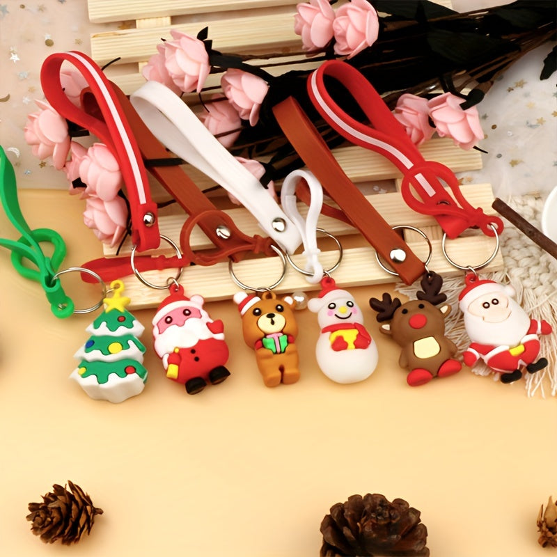 1pc Cartoon Silicone Christmas Keychain Family Party Small Gift