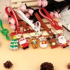 1pc Cartoon Silicone Christmas Keychain Family Party Small Gift
