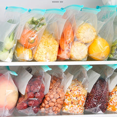 10pcs Zipper Lock Bags for Fruits Vegetables Refrigerator Freezer