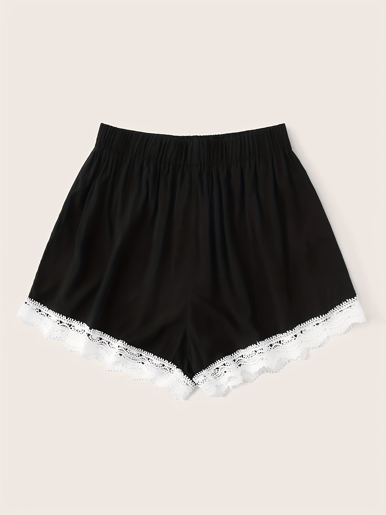  Contrast Lace High Rise Stretch Shorts