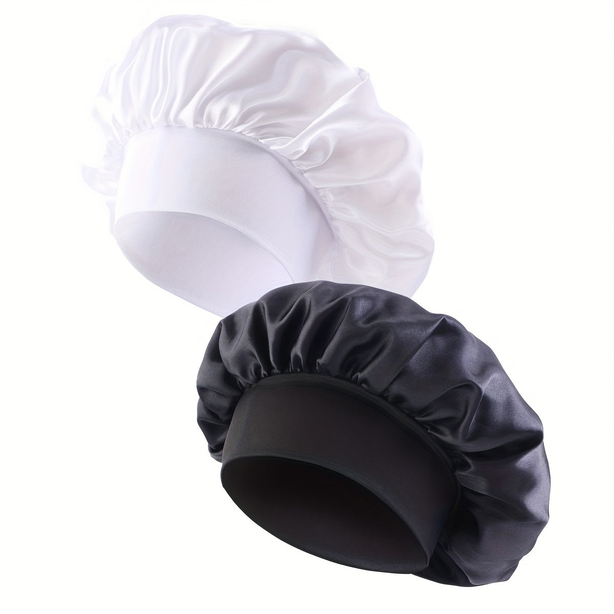 2pcs Satin Bonnet Night Sleep Hair Caps Silky Double Layer Hats