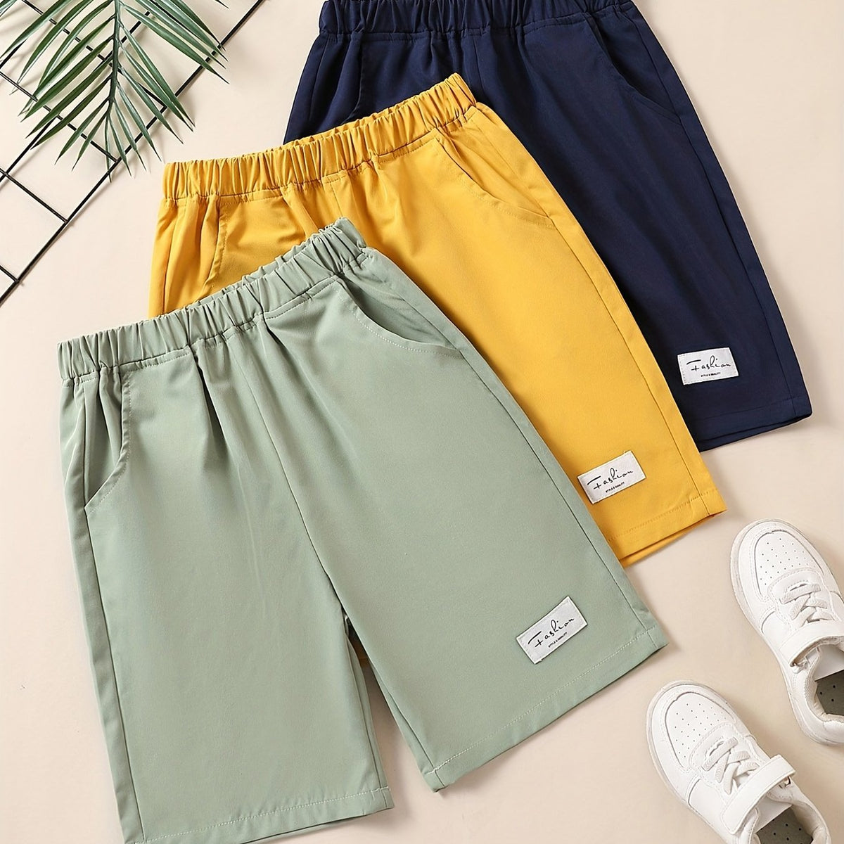 3pcs Boys Letter Print Casual Quick-drying Shorts for Summer