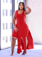  Solid Round Neck Oversized 2 Piece Set