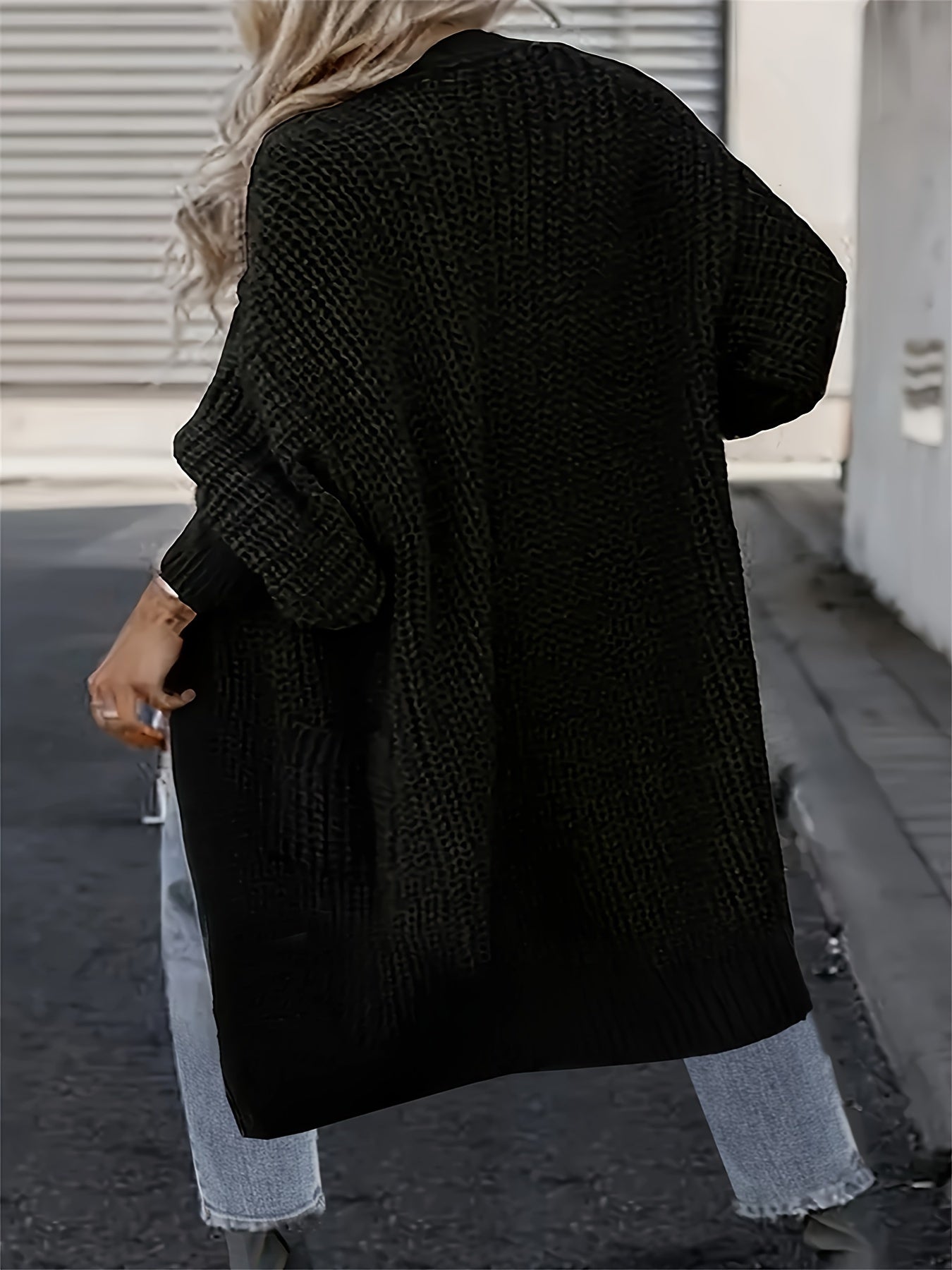  Open Front Cardigan Long Sleeve With Pockets