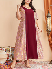  Golden Floral Print Maxi Dress
