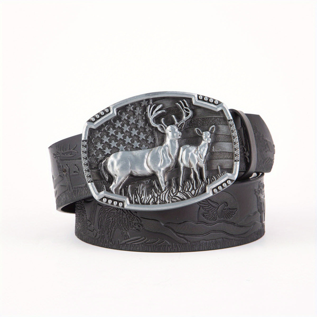 Arrival Elk Eagle Animal Men's Leather Belt Hip Hop Western Cowboy Belt