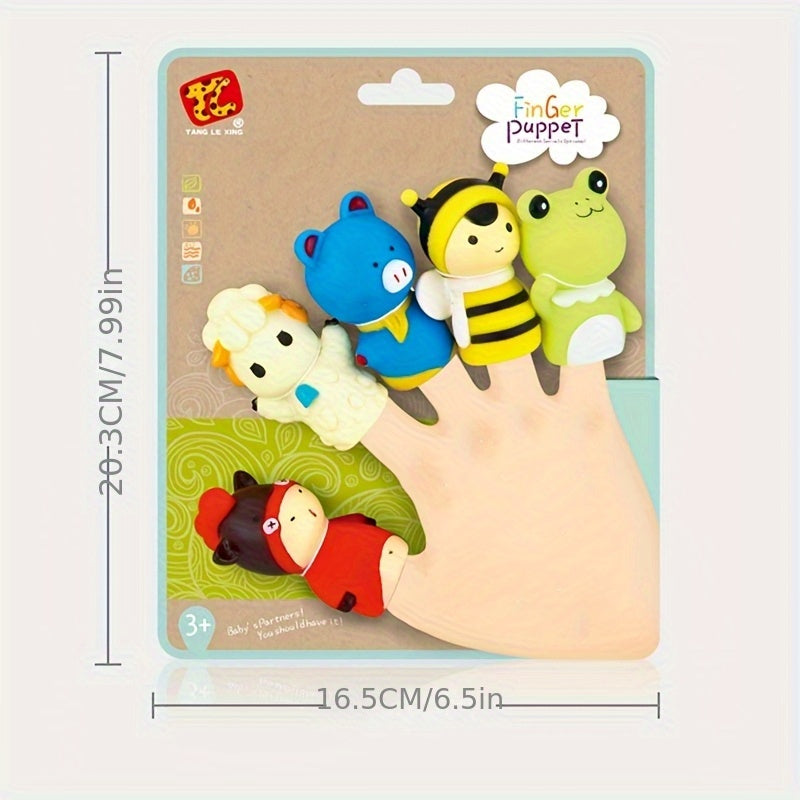 5pcs Cartoon Finger Puppet Set for Interactive Storytelling