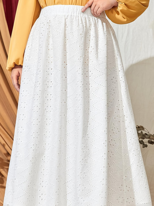  Eyelet Embroidered Maxi Skirt Women's Plus Semi Sheer Loose Fit