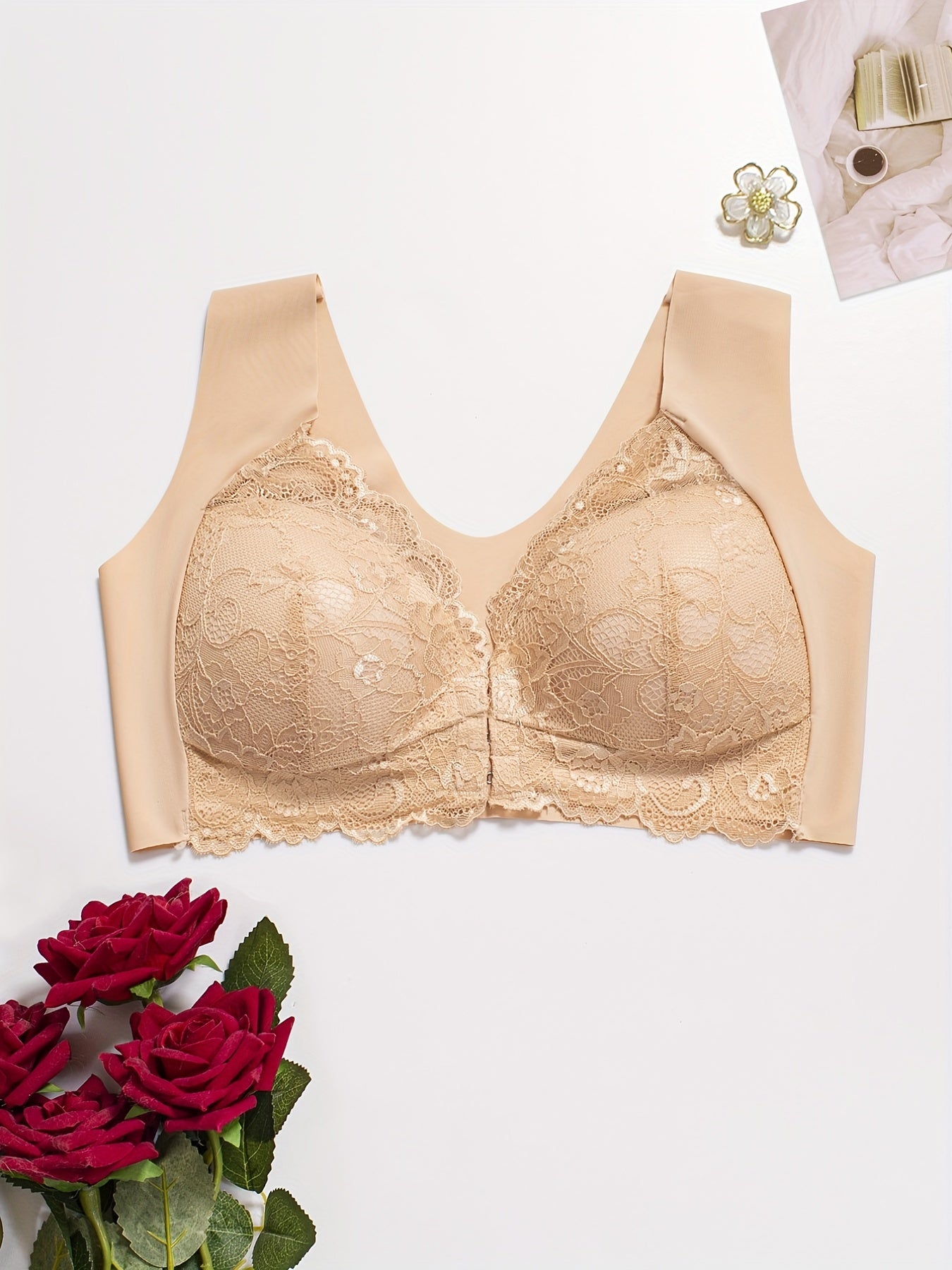  Bra Women's Plus Front Close Wide Strap Full Coverage