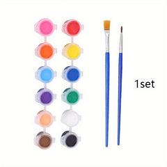 12 Colors Acrylic Paint Set with Brushes and Storage Container