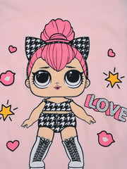 Cartoon Girl Pattern Kid's Pajamas 2pcs Top & Pants Set