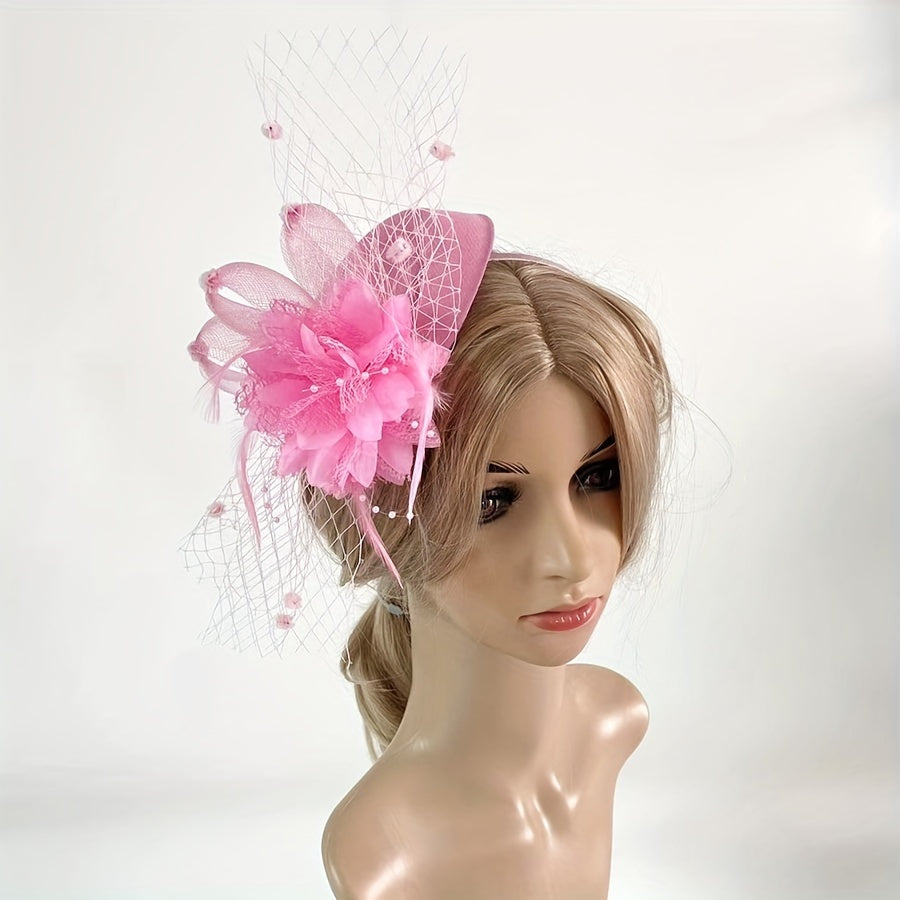 Vintage Feathered Netting Headpiece for Weddings
