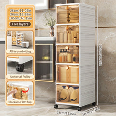 Foldable 5-Layer Storage Box Cabinet with Wheels