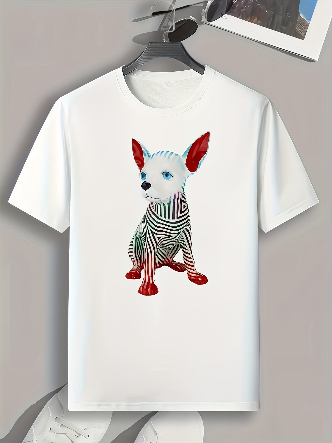Puppy Pattern Print Men's Sports T-Shirt - Summer Outdoor Wear
