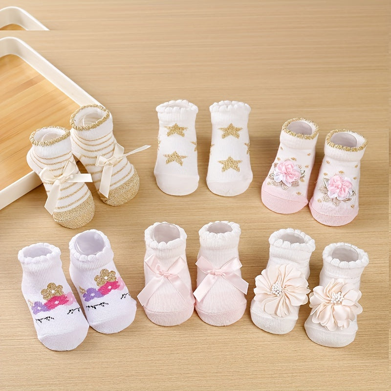 6 Pairs Ruffled Lace Toddler Socks for Little Princess