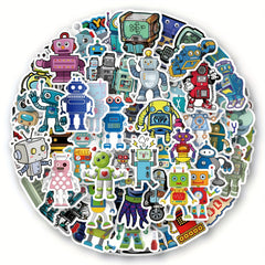 60pcs Robot Stickers Waterproof Vinyl Decal Stickers