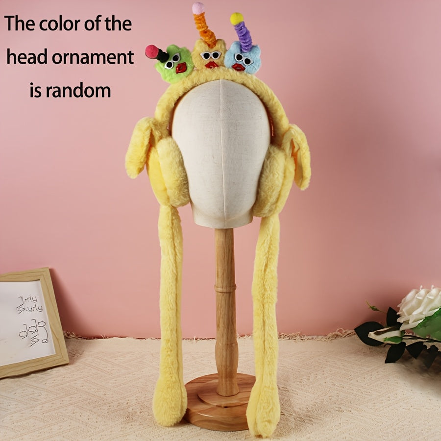 Quirky Plush Earmuffs with Movable Dolls for Couples