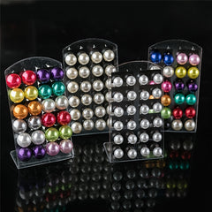 Colorful Pearl Stud Earrings Set Round Ball Earring 4 6 8 10mm