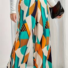  Geometric Print Wide Leg Trousers