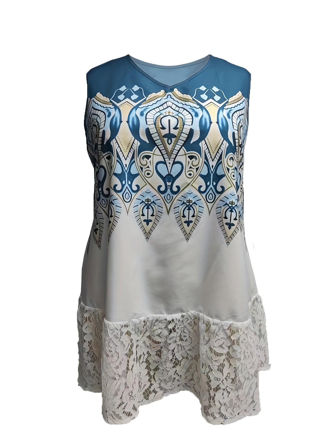  Boho Tank Top Women's Plus Graphic Print V-Neck Tank Top