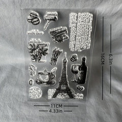 Retro Iron Tower Coffee Silicone Stamps for Card Decoration