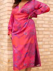 Floral Print Cut Out Back Maxi Dress