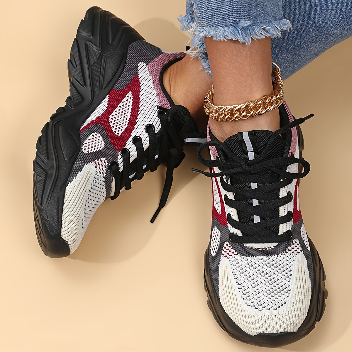 Breathable Flying Woven Running Shoes Lightweight Non Slip Sneakers