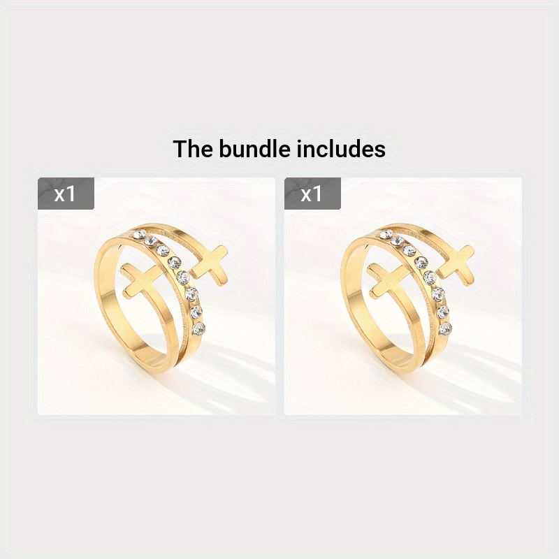 Dot Double Cross Classic Ladies Ring