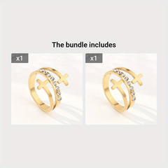 Dot Double Cross Classic Ladies Ring
