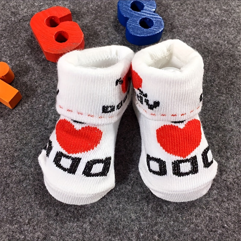 Newborn Knit Socks I LOVE MUM I LOVE DAD Cotton Socks