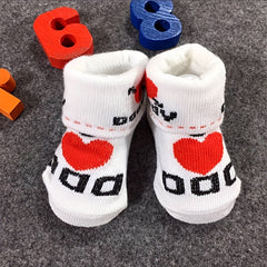 Newborn Knit Socks I LOVE MUM I LOVE DAD Cotton Socks