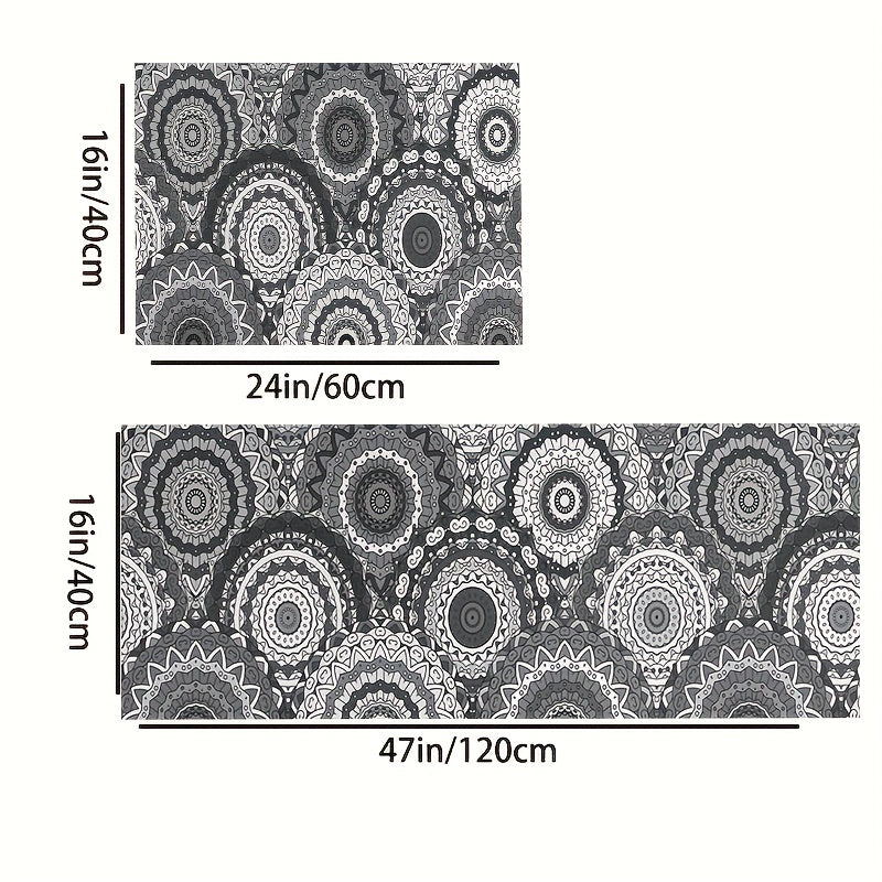 2pcs Geometric Floral Area Mat Soft Plush Non-slip Carpet for Home Decor
